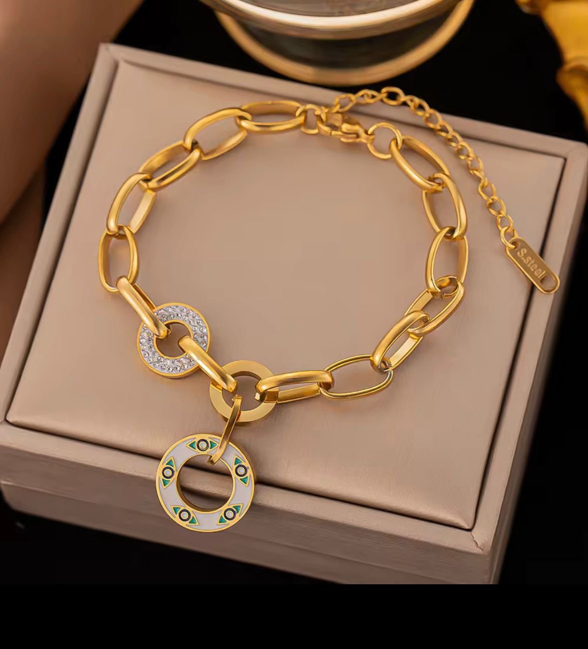 18K Gold-Plated Evil Eye Charm Bracelet | Waterproof Stainless Steel Jewelry WhatsApp Image 2025 06 10 at 11.35.08 PM1