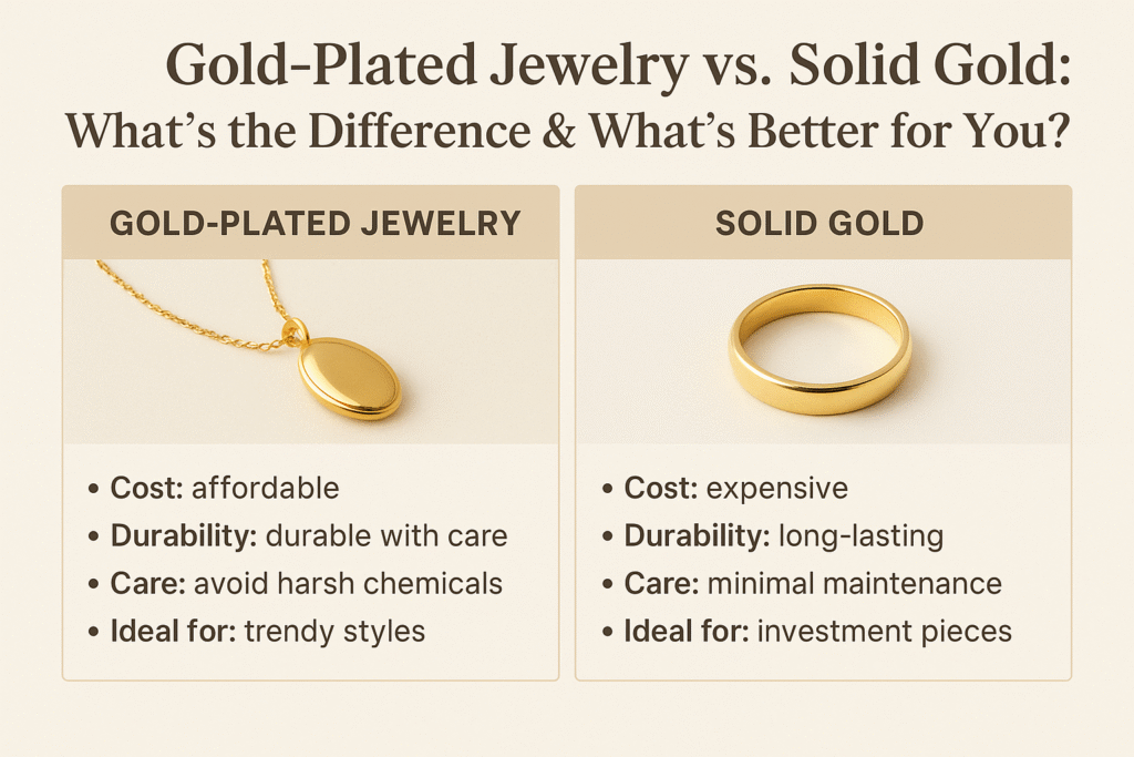 Gold-Plated Jewelry vs. Solid Gold: What’s the Difference & What’s Better for You? 1 gold-plated vs solid gold